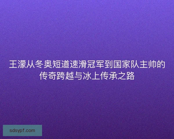王濛从冬奥短道速滑冠军到国家队主帅的传奇跨越与冰上传承之路