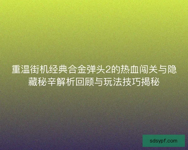 重温街机经典合金弹头2的热血闯关与隐藏秘辛解析回顾与玩法技巧揭秘