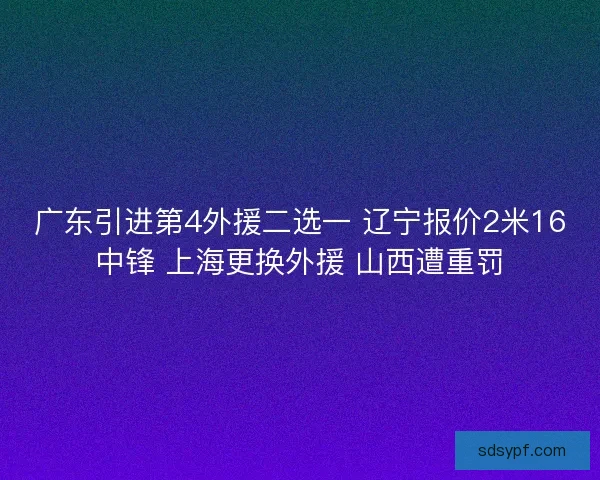 广东引进第4外援二选一 辽宁报价2米16中锋 上海更换外援 山西遭重罚