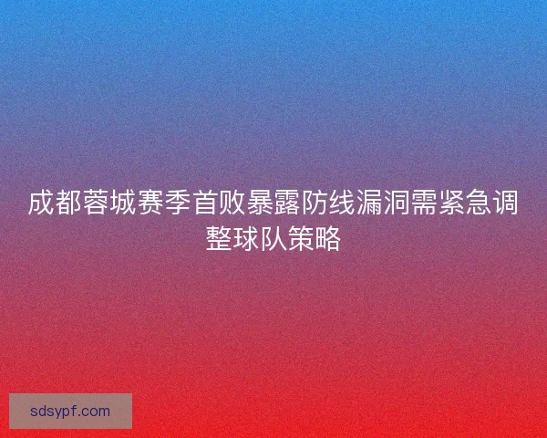 成都蓉城赛季首败暴露防线漏洞需紧急调整球队策略