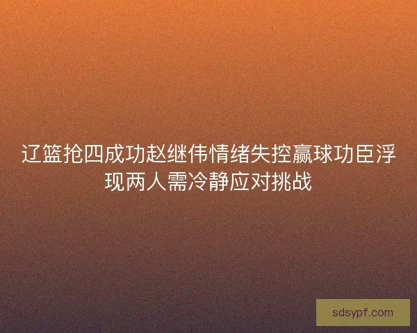 辽篮抢四成功赵继伟情绪失控赢球功臣浮现两人需冷静应对挑战