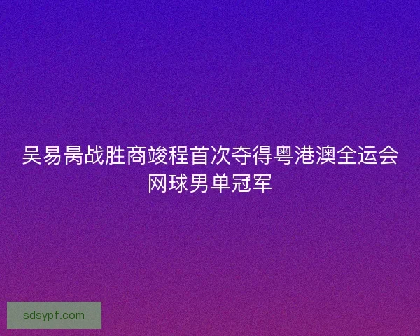 吴易昺战胜商竣程首次夺得粤港澳全运会网球男单冠军