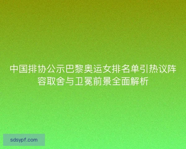 中国排协公示巴黎奥运女排名单引热议阵容取舍与卫冕前景全面解析